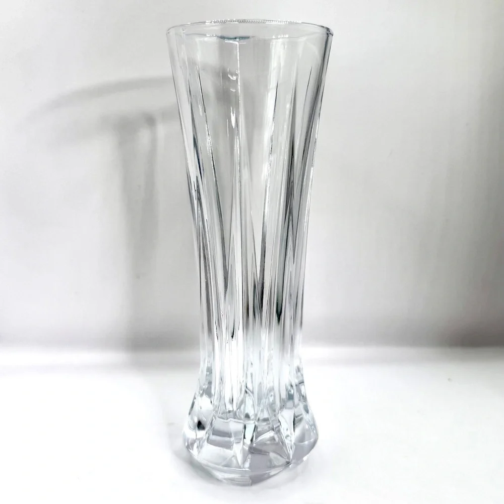 Vtg DePlomb 24% Lead Crystal Fluted Footed Bud Vase 8